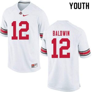 NCAA Ohio State Buckeyes Youth #12 Matthew Baldwin White Nike Football College Jersey XAO4645FX